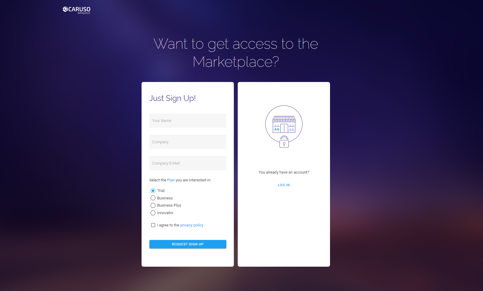 Marketplace Sign Up